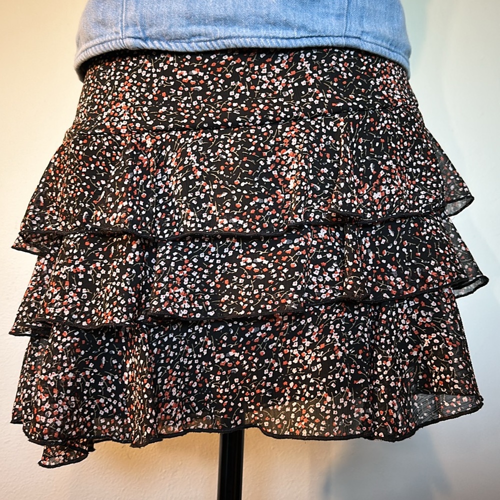 Floral Tiered Mini Skirt